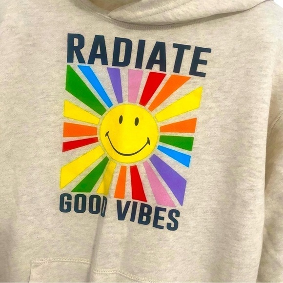 Pop Sugar X Old Navy Sweatshirt Hoodie Graphic Large 10-12  “Radiate Good Vibes - Picture 2 of 6